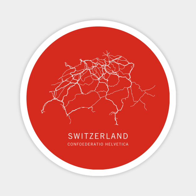 Switzerland Road Map Magnet by ClarkStreetPress